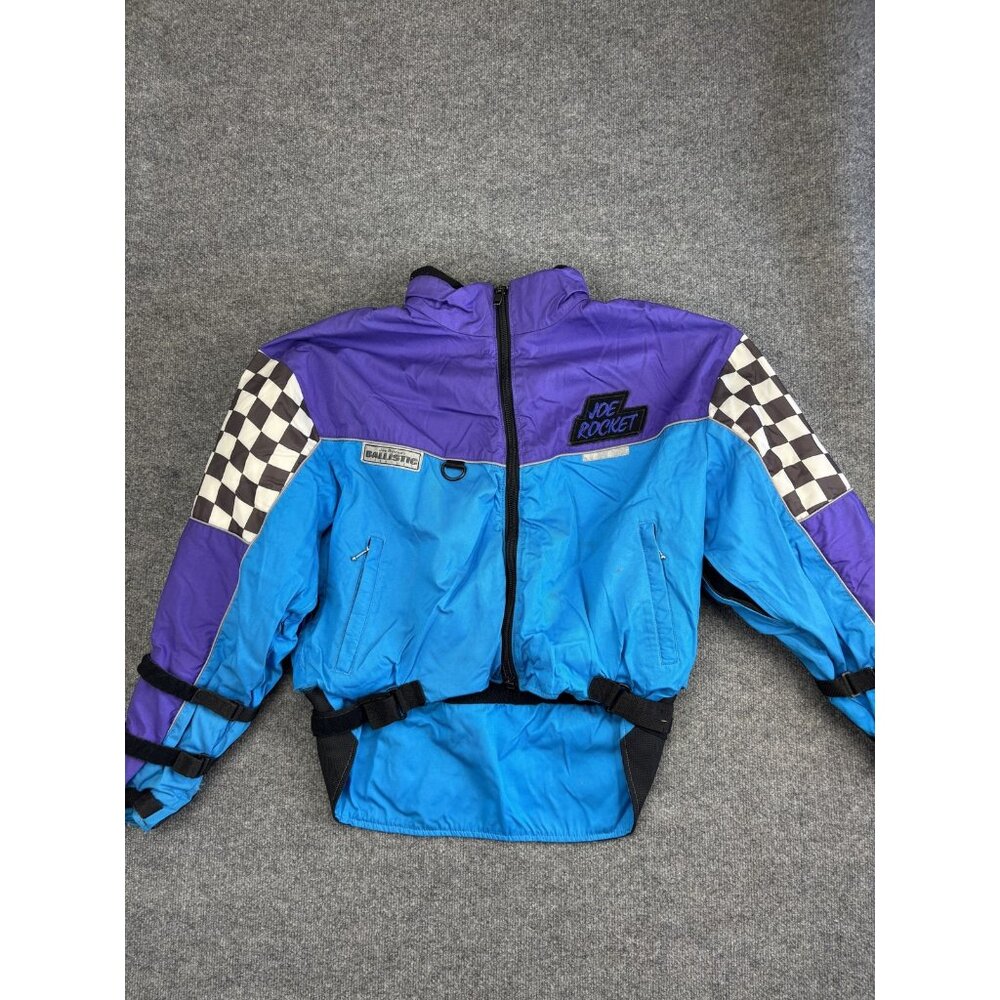 Vintage Joe Rocket Ballistic Jacket Blue Purple Checkered Mens Large Racing Moto